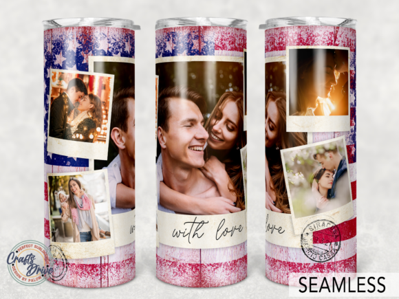 5 Real Polaroid Tumbler, USA Flag Graphics for Crafts