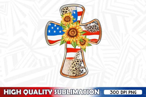 American Flag Cross 4th of July PNG: Graphics for Crafts & Local Branding