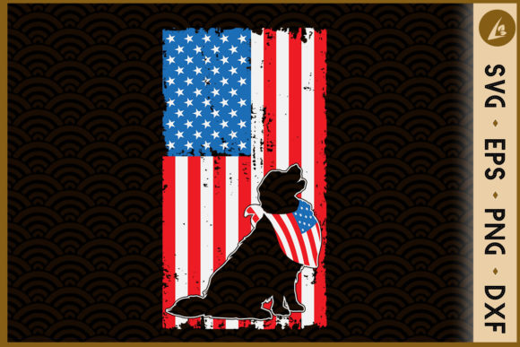 American Flag Dog 4th of July Graphics for Crafts