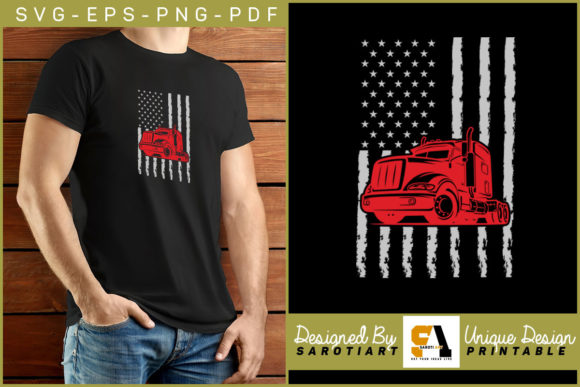 American Flag Truck Driver Graphic PNG for Crafts & Graphics