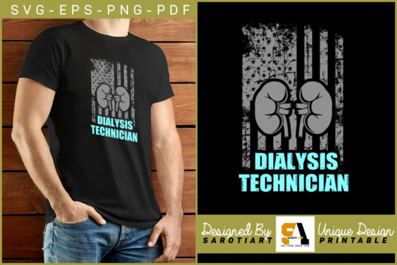 American Flag with Dialysis Technician Graphics