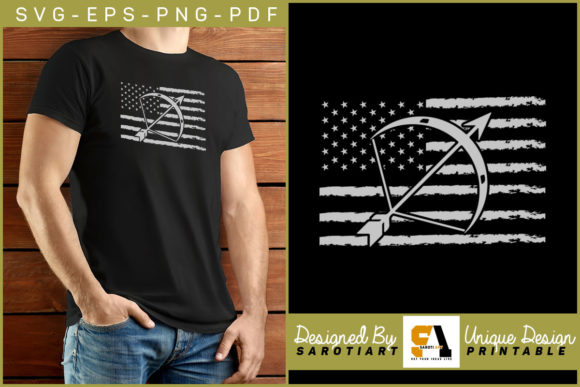 Archery Bow with USA Grunge Flag Graphics
