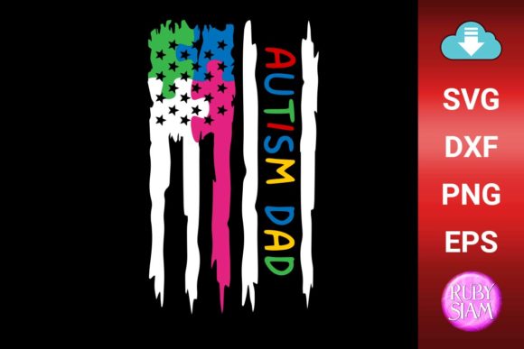 Autism Dad Distressed American Flag SVG for Crafts & Graphics