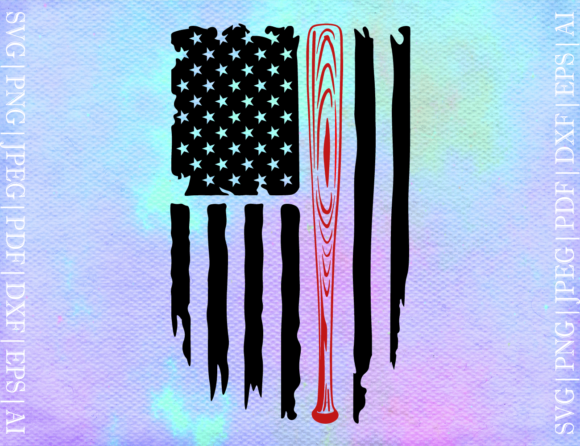 Baseball Bat American Flag SVG: Graphics for Crafts & Content