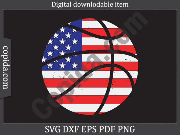 Basketball American Flag SVG Graphics for Crafts