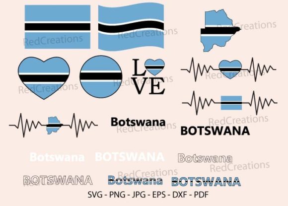 Botswana Flag Bundle SVG: Graphics for Crafts & Branding