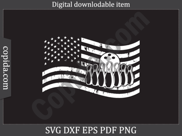 Bowling American Flag SVG Printable File for Crafts & Graphics