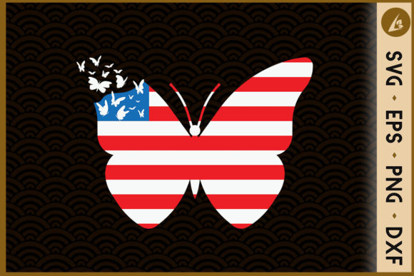 Butterfly USA Flag Cute 4th of July Graphics & Crafts