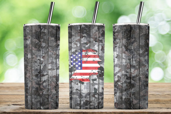 Camo Military Grunge USA Flag Tumbler Graphics for Crafts