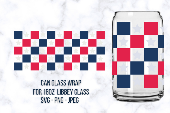 Checkered American Flag Can Glass SVG