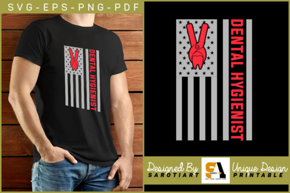 Dental Hygienist USA Flag Design Vector: Graphics for Crafts & Branding