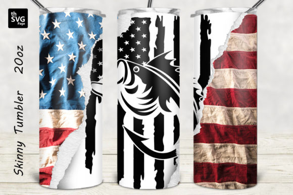 Fishing American Flag Tumbler Design: Graphics for Crafts