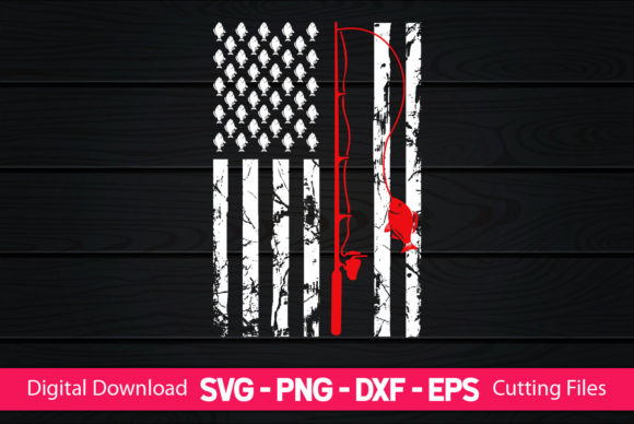 Fishing Rod American Flag 4th of July Graphics