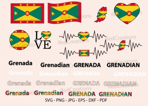 Grenada Flag Bundle SVG: Graphics for Crafts & Local Branding