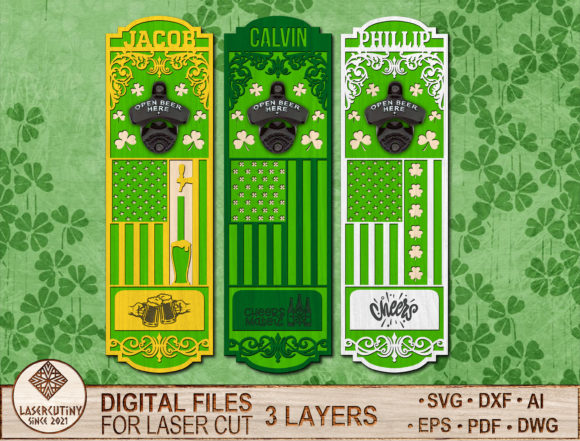 Irish Beer Flag Beer Openers Set: Graphics for Crafts & Content