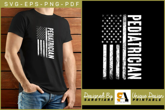 Pediatrician with American Flag Shirt Graphics