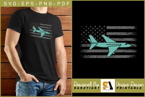 Pilot Officer USA Grunge Flag Shirt Graphics