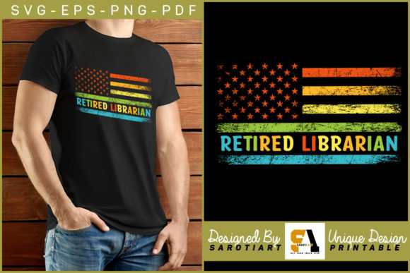 Retired Librarian with USA Flag Graphics