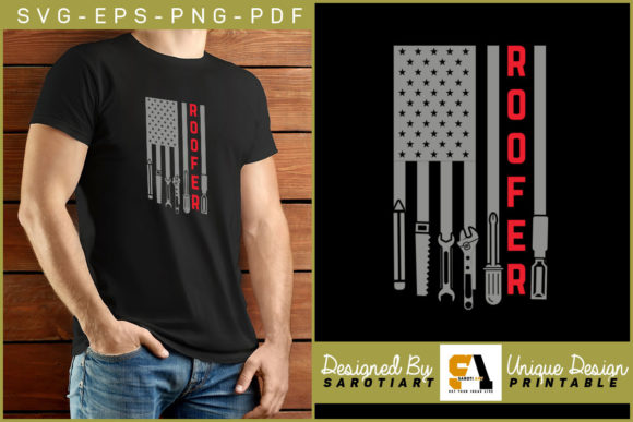 Roofer with USA Flag PNG Graphics for Crafts