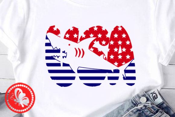 Shark USA Flag Independence Day Decor: Graphics & Crafts