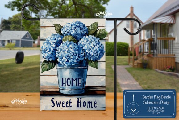 Summer Spring Garden Flag PNG Graphics for Crafts