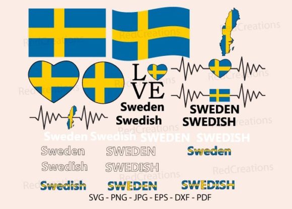 Sweden Flag Bundle SVG: Graphics for Crafts & Content