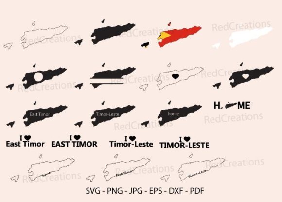 Timor-Leste Flag Map SVG Bundle: Crafts & Graphics