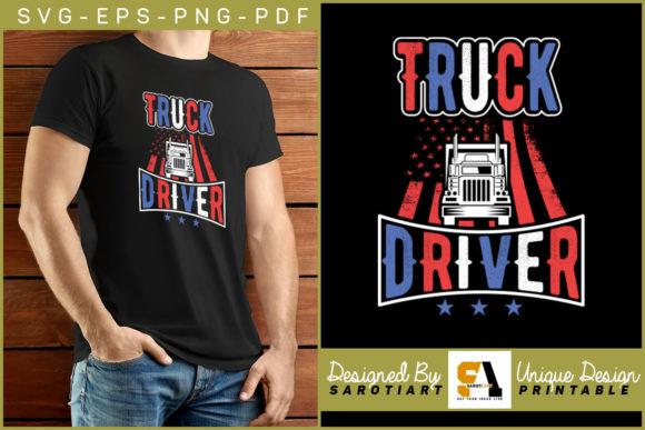 Truck Drive American Flag Design