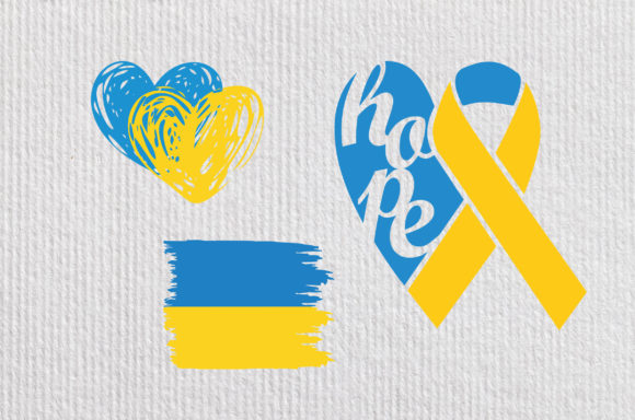 Ukraine Flag Hearts Stop War Support