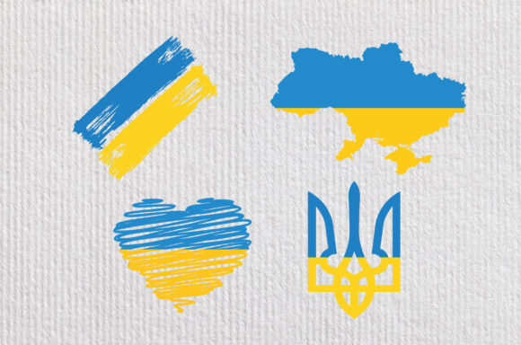 Ukraine Flag Map Sign Graphics for Crafts