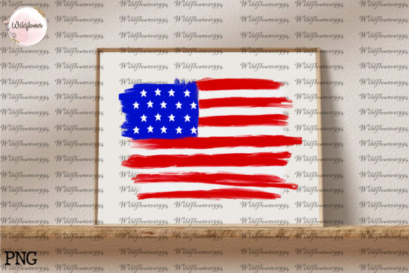 USA Flag Hand Draw Sublimation Design for Crafts & Graphics