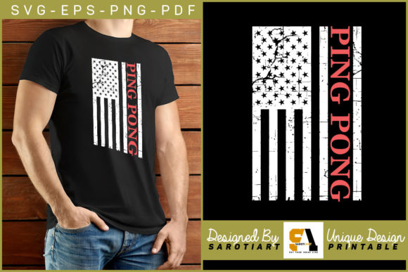 USA Flag with Ping Pong Game Vector PNG: Graphics for Crafts