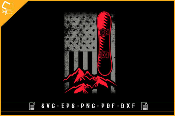 USA Flag with Snowboarding Silhouette: Graphics for Crafts