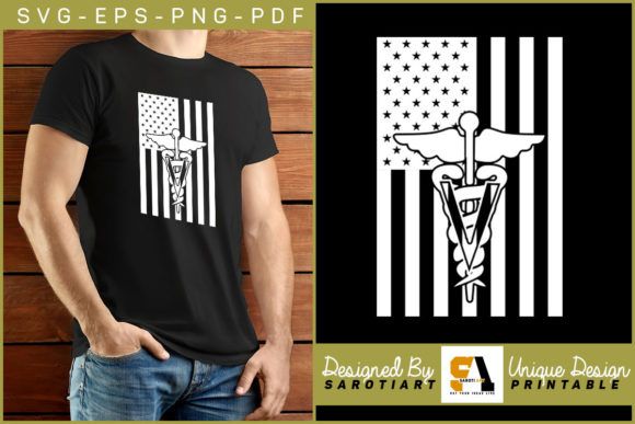 Veterinarian Nurse with USA Flag Graphic: Crafts & Graphics Review