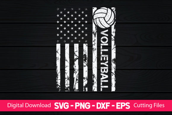 Volleyball American Flag Graphics for Crafts & Content